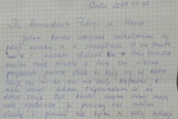 Podziękowania dla policjantów z Warki