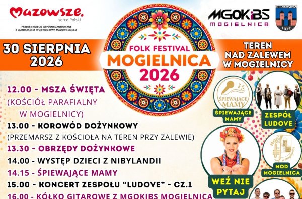 Folk Festival Mogielnica 2026 – tradycja, muzyka i wspólne świętowanie nad zalewem