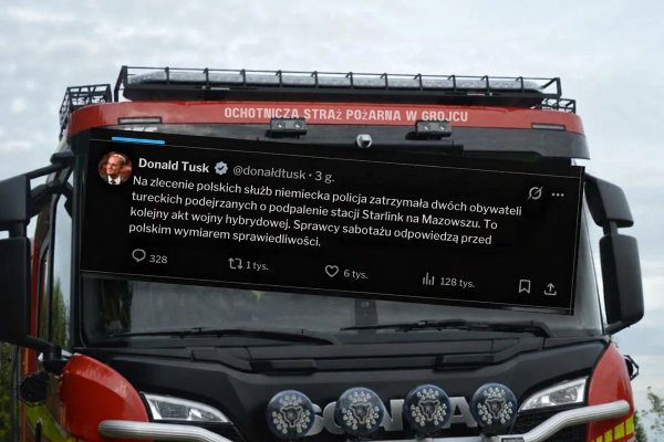 Pożar stacji Starlinków pod Grójcem. Premier Donald Tusk: zatrzymano podejrzanych