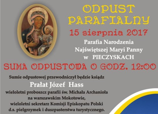 Zaproszenie na odpust do PIECZYSK