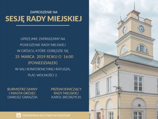 Zaproszenie na posiedzenie Rady Miejskiej w Grójcu