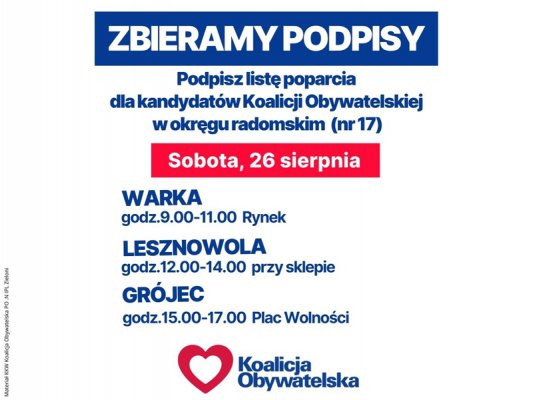 Koło Powiatowe Platformy Obywatelskiej zaprasza