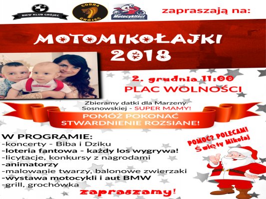 Moto Mikołajki w najbliższą niedzielę na Placu Wolności