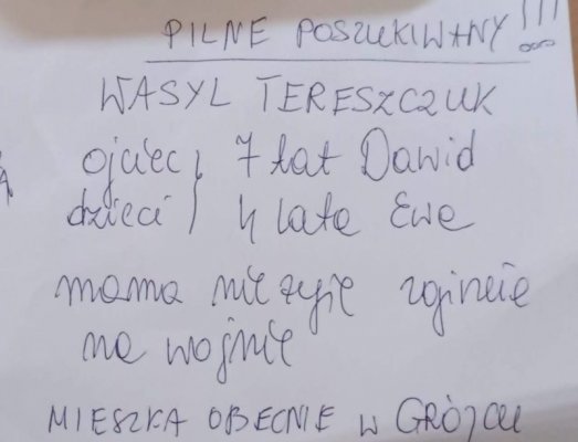 Dzieci z Ukrainy straciły matkę. Ojciec może przebywać w Grójcu