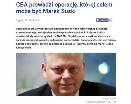 RMF FM: Marek Suski na celowniku CBA?