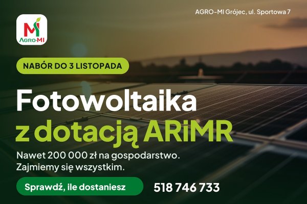 Dotacja na fotowoltaikę dla rolników 2026: 65% ryczałtu i do 200 000 zł. Ile kosztów realnie pokryje ARiMR?