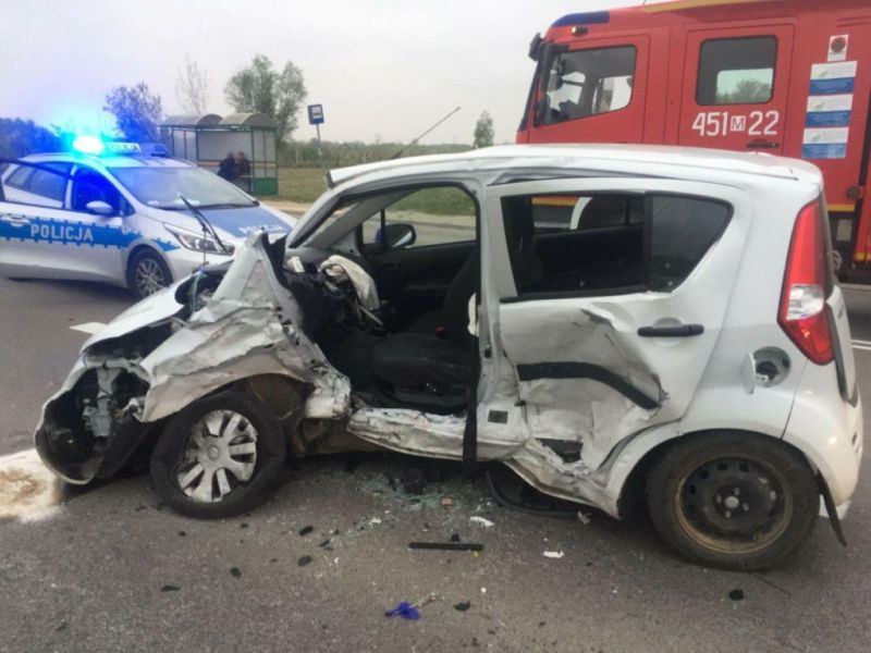 Wypadek w Woli Łęczeszyckiej (fot. KPP w Grójcu)