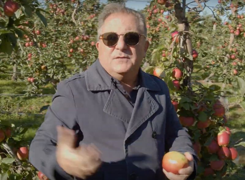 Robert Makłowicz w podgrójeckim sadzie (fot. YouTube)