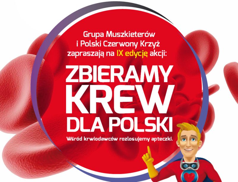 Fragment plakatu Zbieramy krew dla Polski