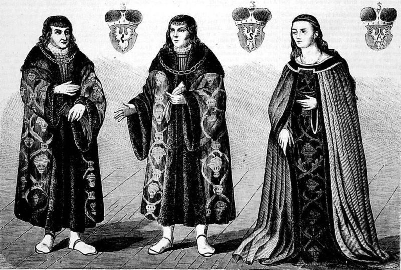 Ostatni książęta mazowieccy – Janusz, Stanisław i Anna (fot. wikipedia.org - Polkowski, org. nieznany - Tygodnik Ilustrowany, 1862)