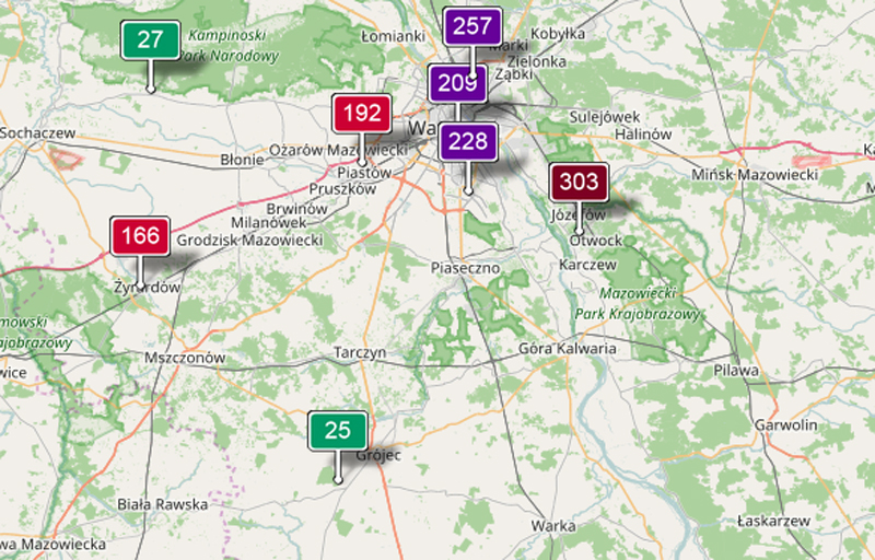 Mapa serwisu aqicn.org