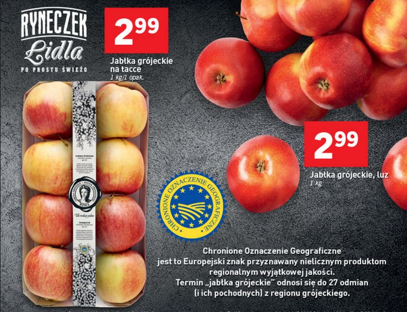Jabłka grójeckie w gazetce promocyjnej Lidla (fot. lidl.pl)