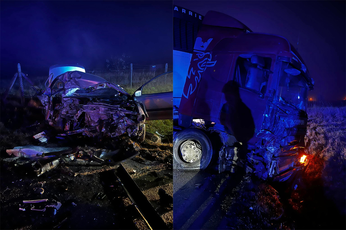Wypadek na DK50 w Bikówku (fot. Ochotnicza Straż Pożarna w Grójcu -KSRG)